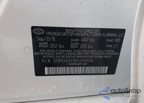 2019 Hyundai Sonata Se из США, поврежденный, VIN 5NPE24AF8KH743554